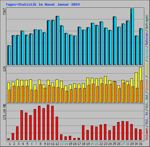 Tages-Statistik im Monat Januar 2024